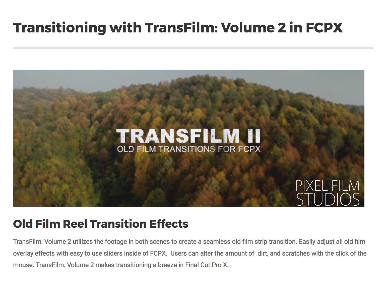 TransFilm Volume 2 - Pixel Film Studios Plugins - FCPX Transitions