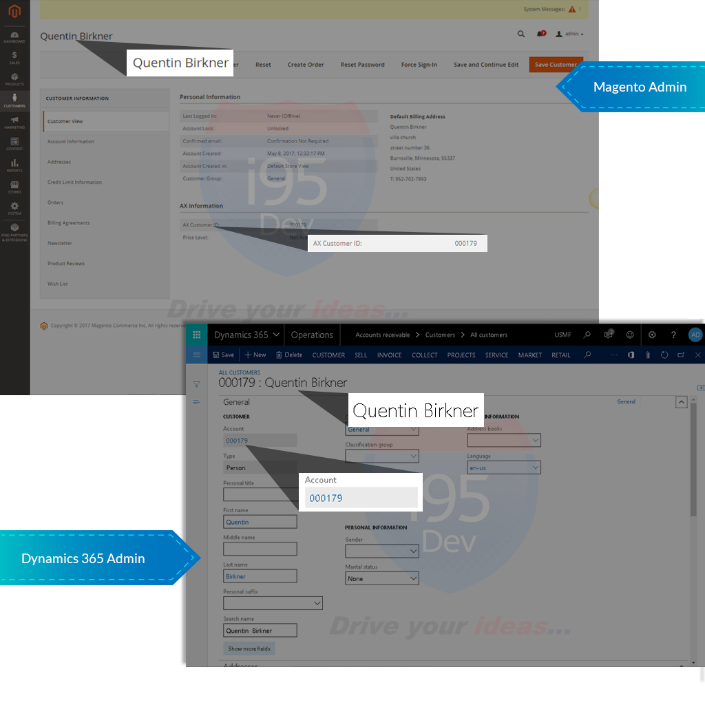 Customer sync from Magento 2 to Dynamics 365