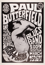 Family Dog FD-3 Paul Butterfield Blues Band Fillmore Auditorium 3/25/66 Concert poster