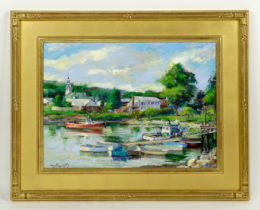Caggiano, "Manchester by the Sea Harbor," Oil on Canvas