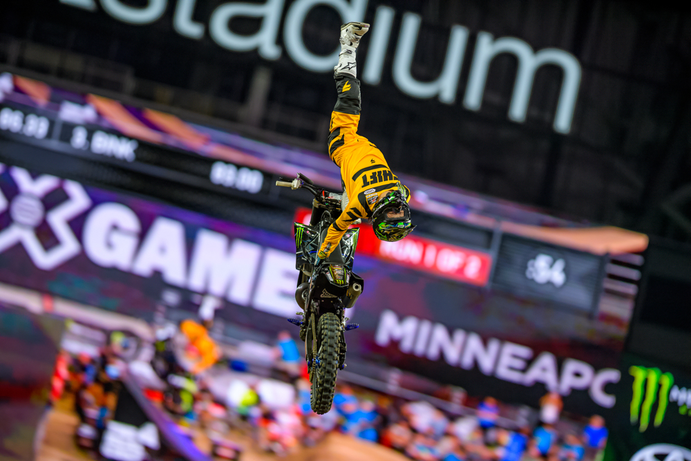 Monster Energy's Taka Higashino competed in Moto X Freestyle and took 4th Place