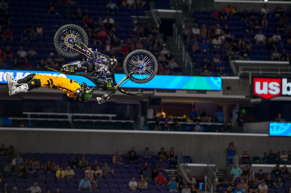 Monster Energy's Taka Higashino competed in Moto X Freestyle and took 4th Place