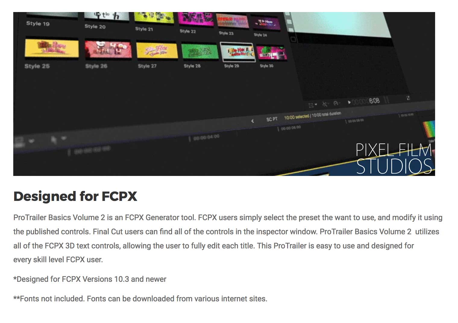 ProTrailer Basics Volume 2 - FCPX Plugins - Pixel Film Studios