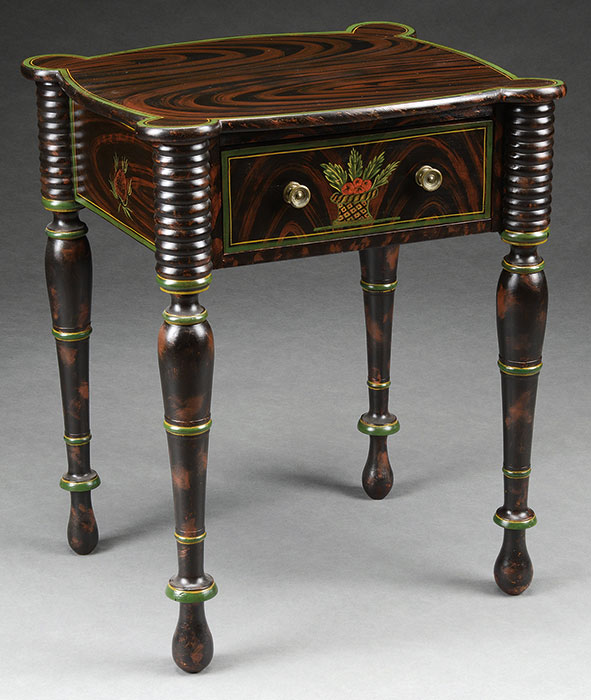 Sheraton Maine Painted One Drawer Stand, estimated at $15,000-25,000.