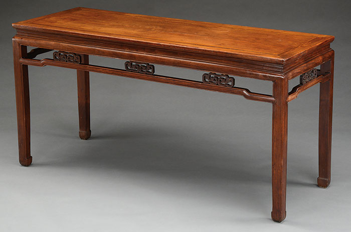 Huanghuali and Hardwood Corner Leg Side Table, estimated at $20,000-40,000.