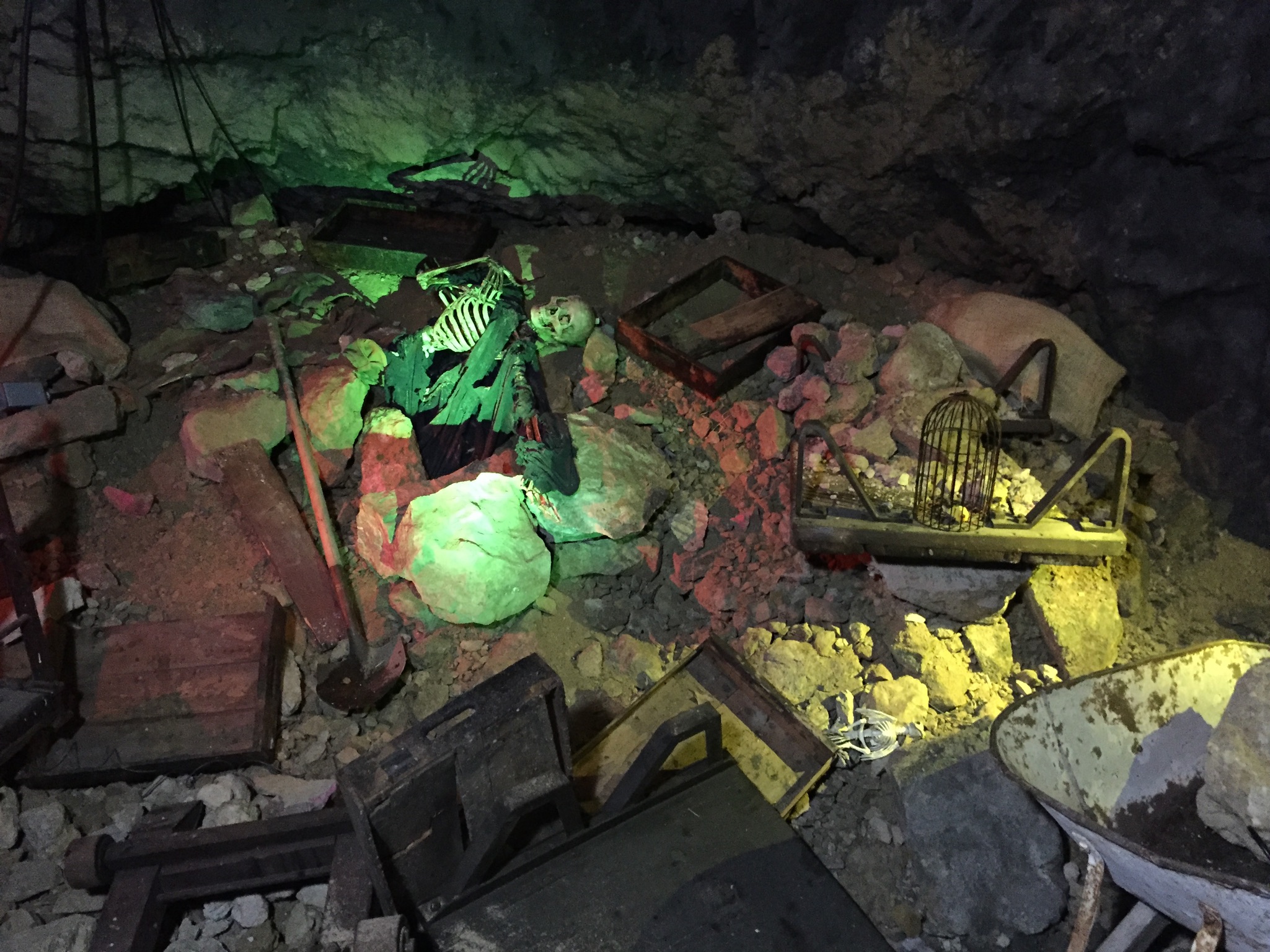 Mining relics and spooky theming enhances the scare factor of the new Haunted Mine Drop at Glenwood Caverns Adventure Park in Glenwood Springs, Colorado.