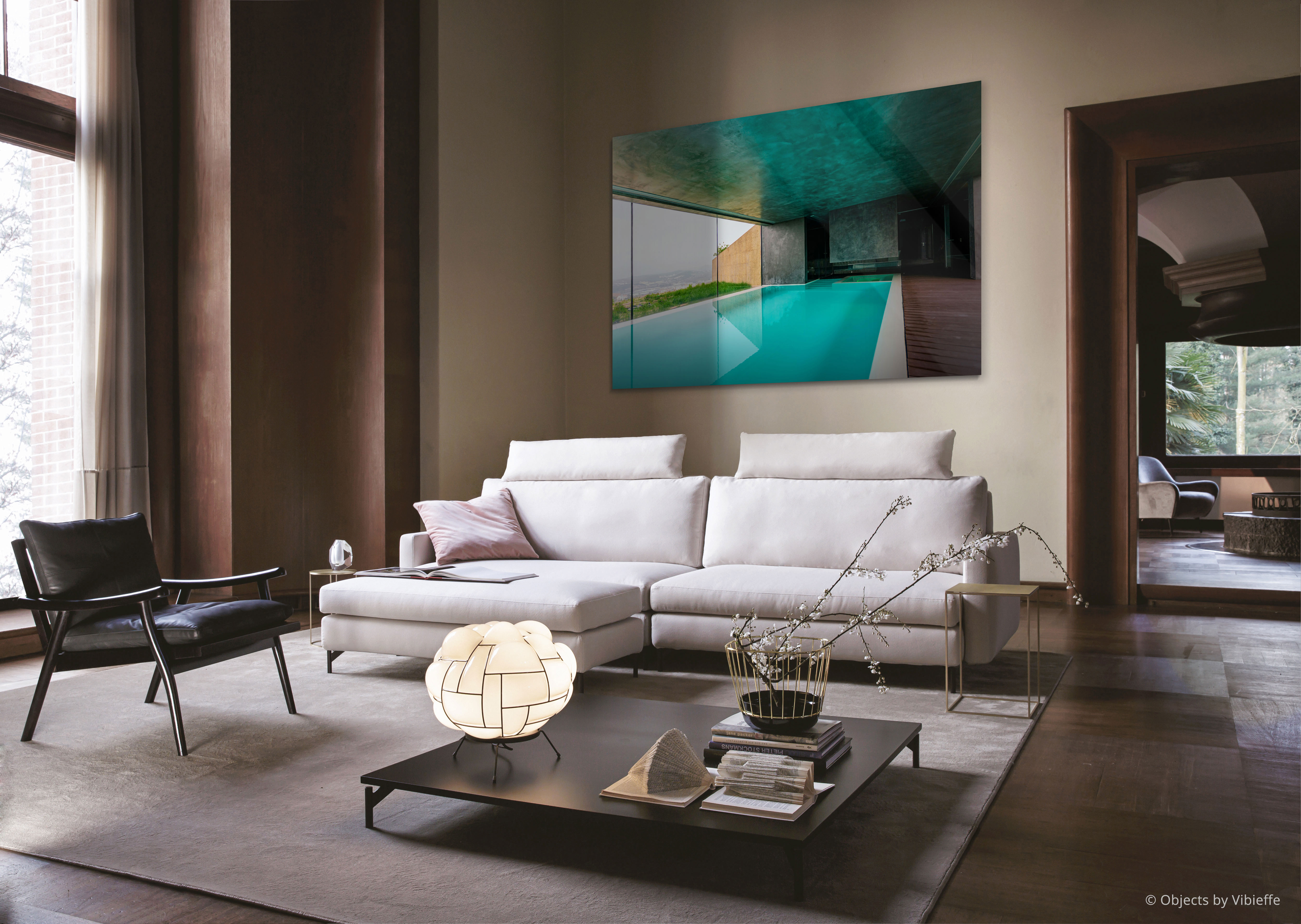 A large accent print of a favorite photo can add dimension and drama to a room.
