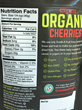 Graceland Fruit Organic Dried Cherries Nutrition Panel