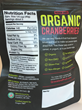 Graceland Fruit Organic Dried Cranberries Nutrition Panel