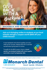 Monarch Dental Flyer for Backpack Drive