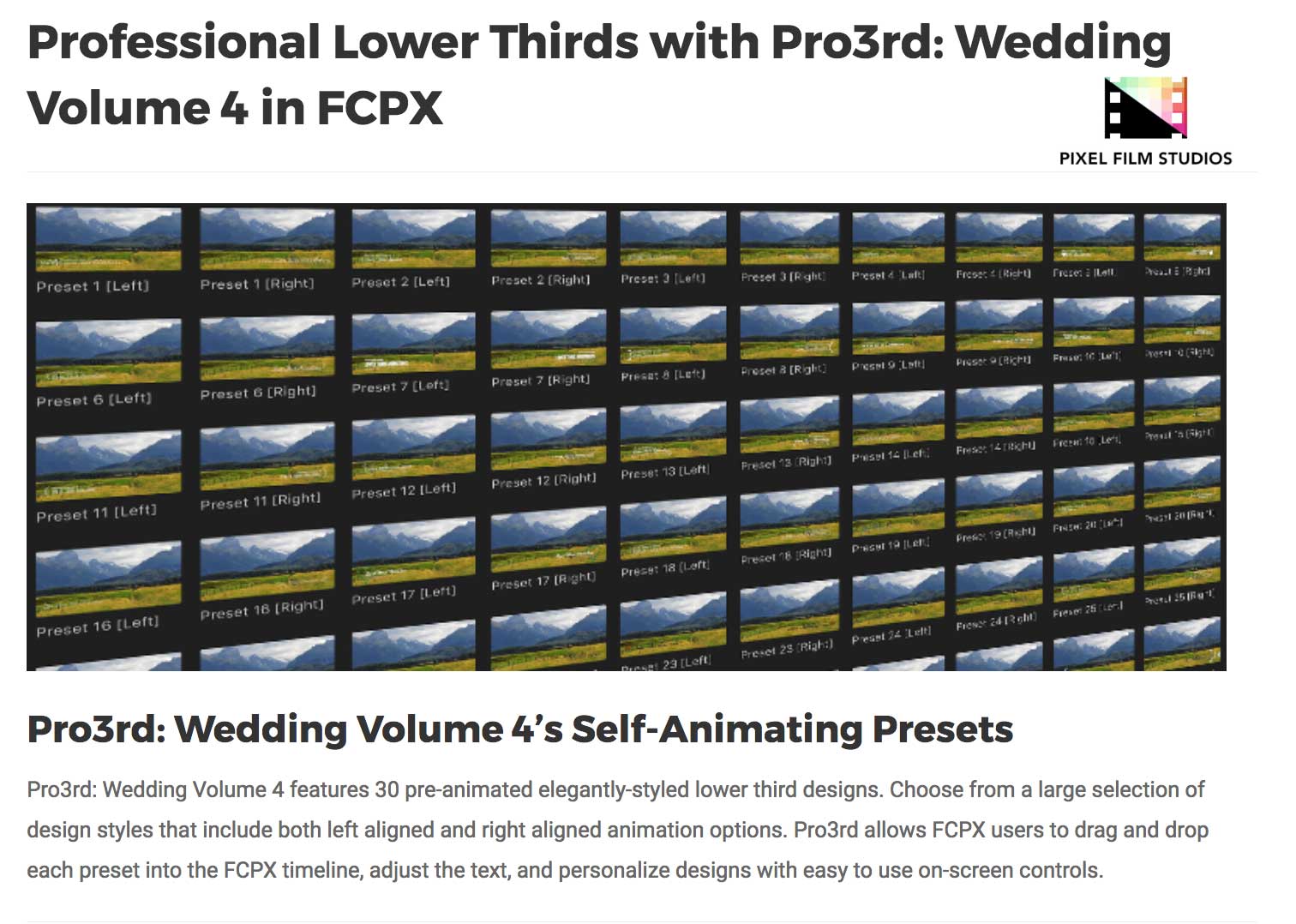 Pro3rd Wedding Volume 4 - Pixel Film Studios Plugins - FCPX Effects