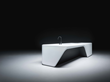 Cove kitchen of Boffi, entirely in white pristine Corian® surface, conceived by prestigious Zaha Hadid Design