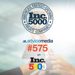 Advice Media achieves ranking of #575 on Inc. 5000 for 2017