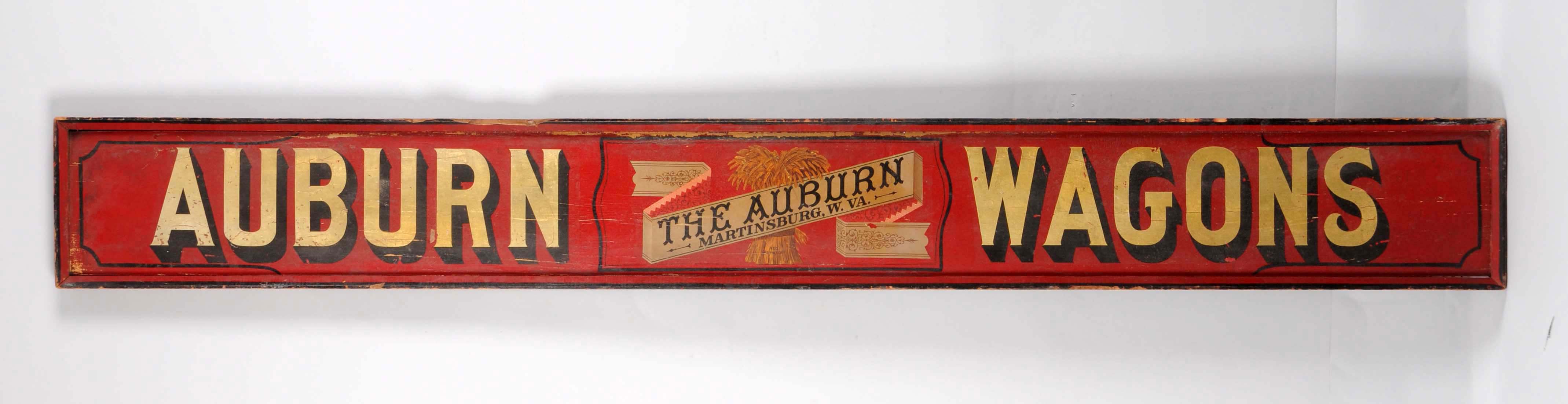 Auburn Wagons Advertising Trade Sign, estimated at $8,000-15,000.