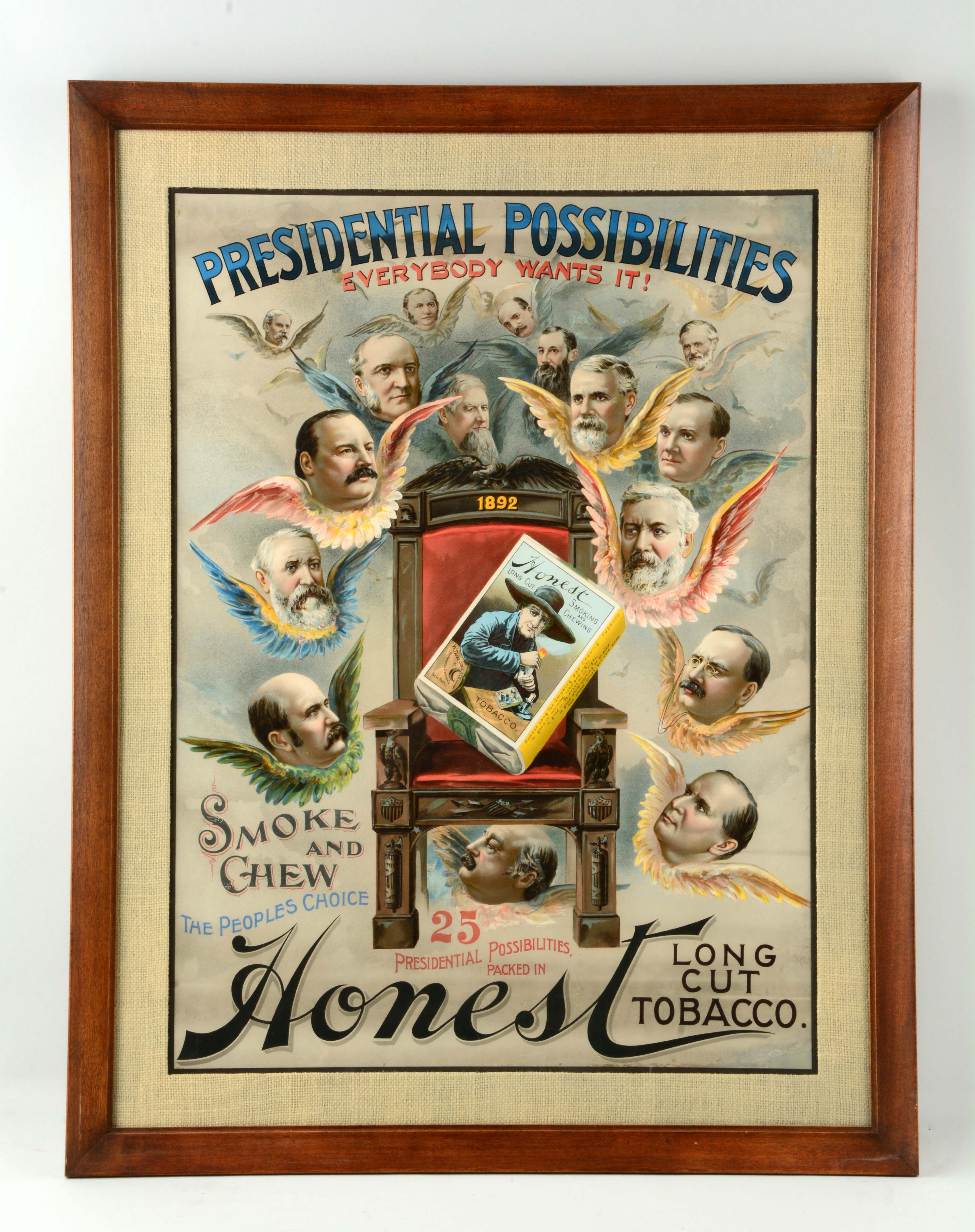 Honest Brand Tobacco Paper Poster, estimated at $2,500-5,000.