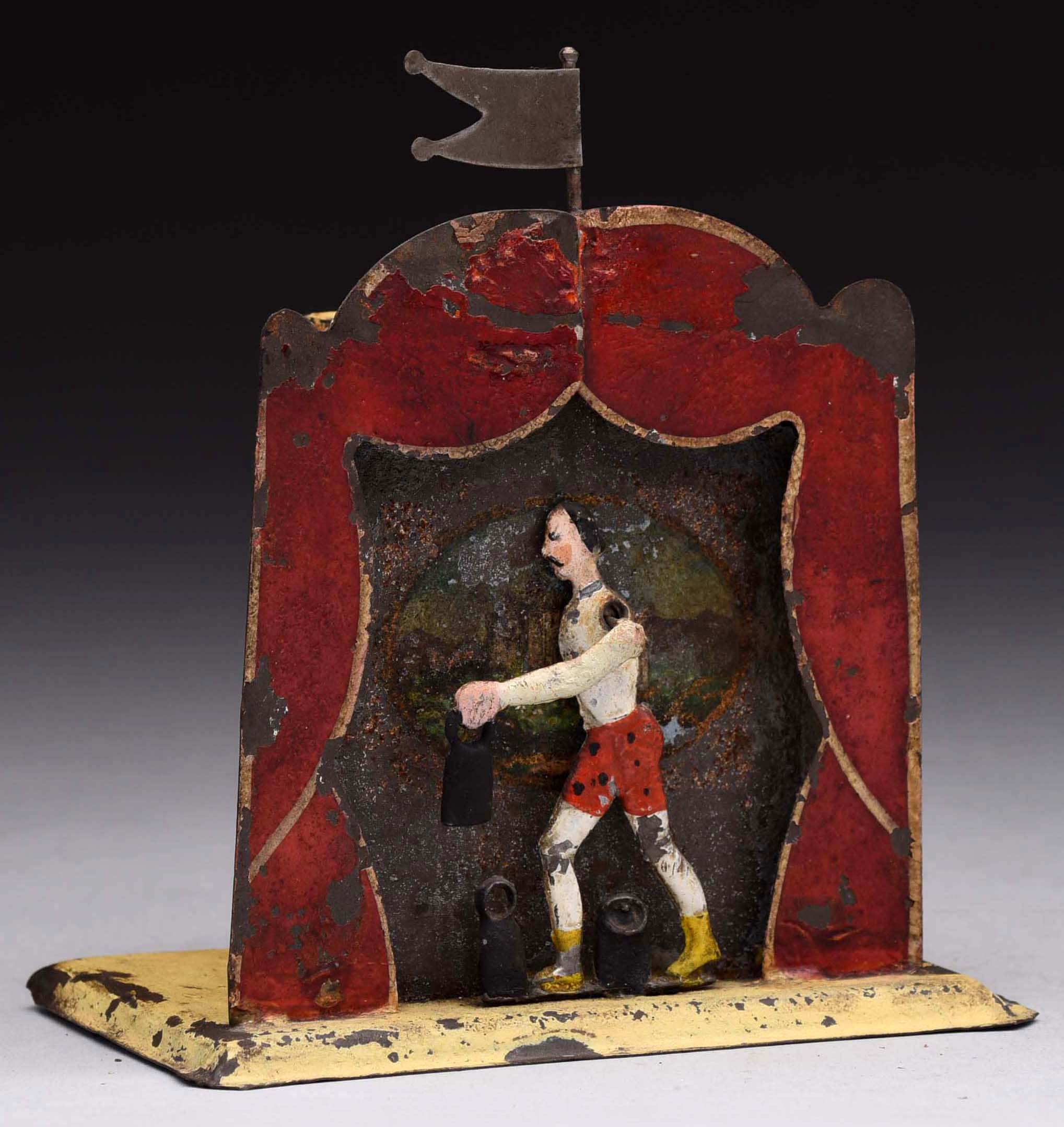 Tin Weightlifter Mechanical Bank, estimated at $6,000-9,000.