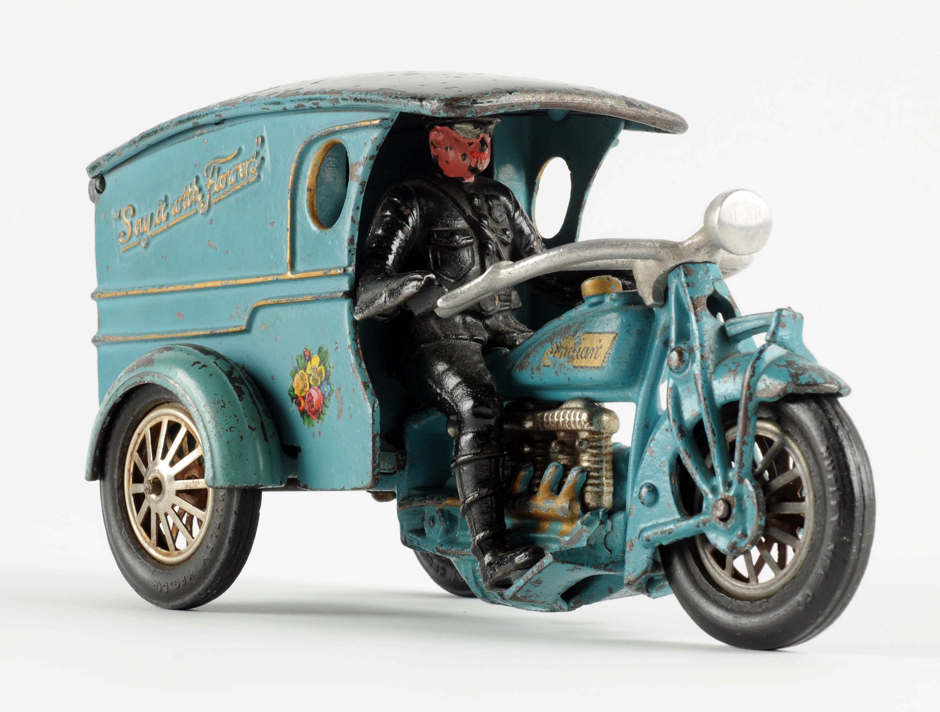 Hubley "Say It With Flowers" Delivery Motorcycle, estimated at $25,000-35,000.