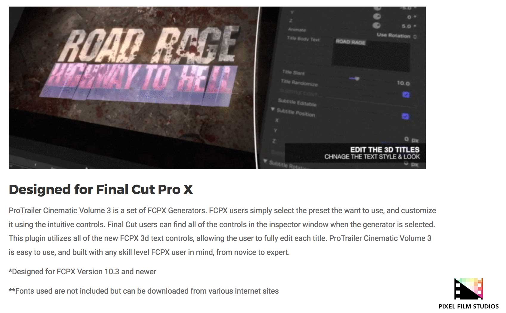ProTrailer Cinematic Volume 3 - Pixel Film Studios Plugins - FCPX Effects