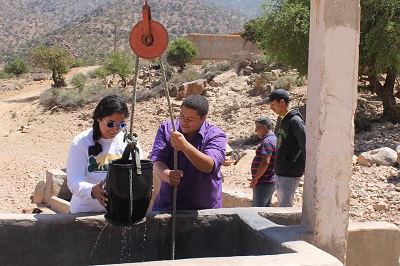 WPI students work on a greywater recycling system to support a fog harvesting initiative in Morocco.