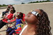 Viewing the solar eclipse from the top of the parking garage at The Children's Museum of Indianapolis.