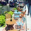 Parklets were added to downtown Millburn destinations as a spot for pedestrians to gather and relax.