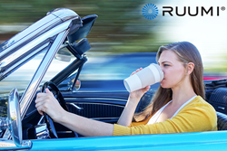Ruumi travel cup gets a ride on a '65 Mustang convertible