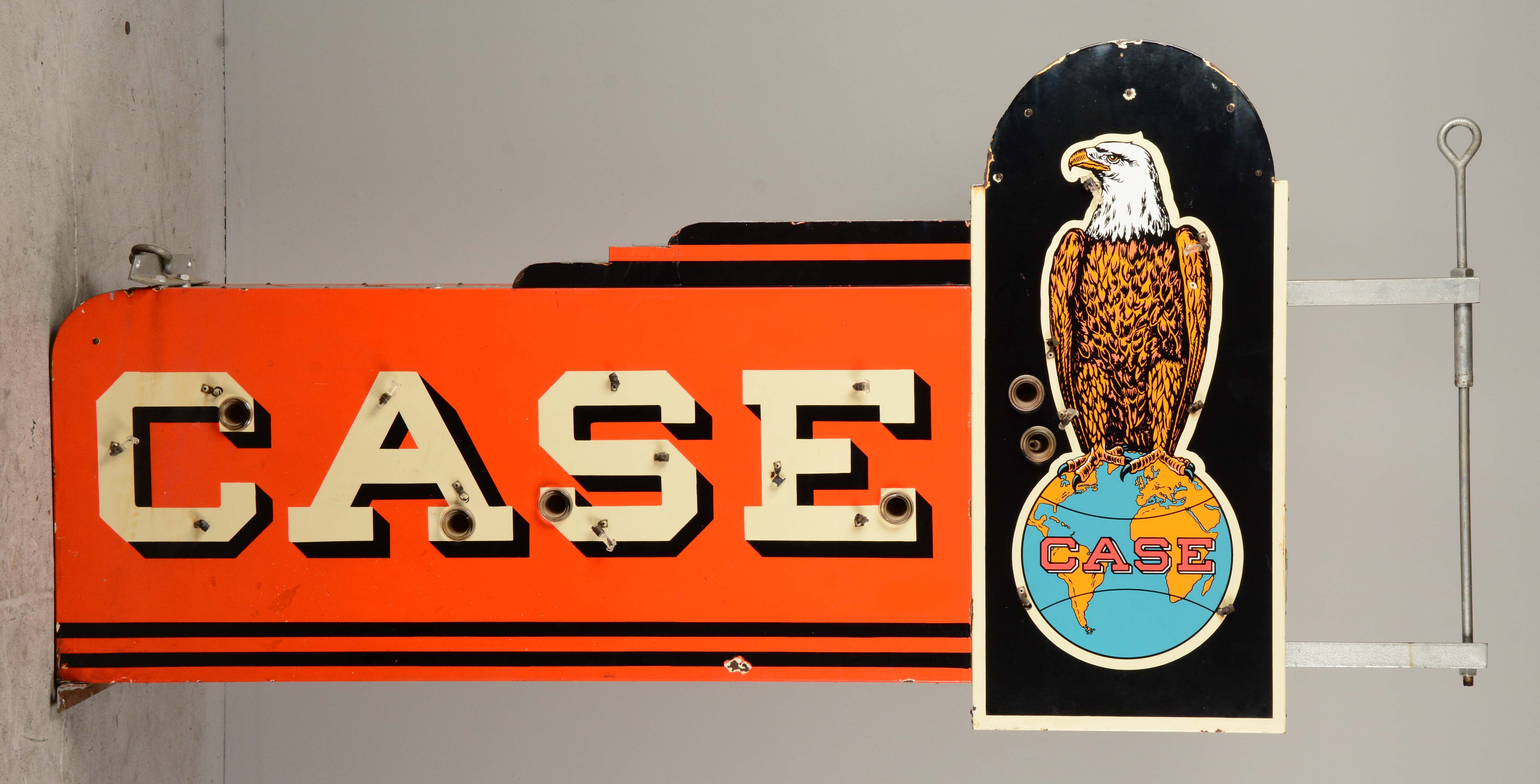 Case w/ Old Abe Porcelain Neon Sign, estimated at $10,000-15,000.