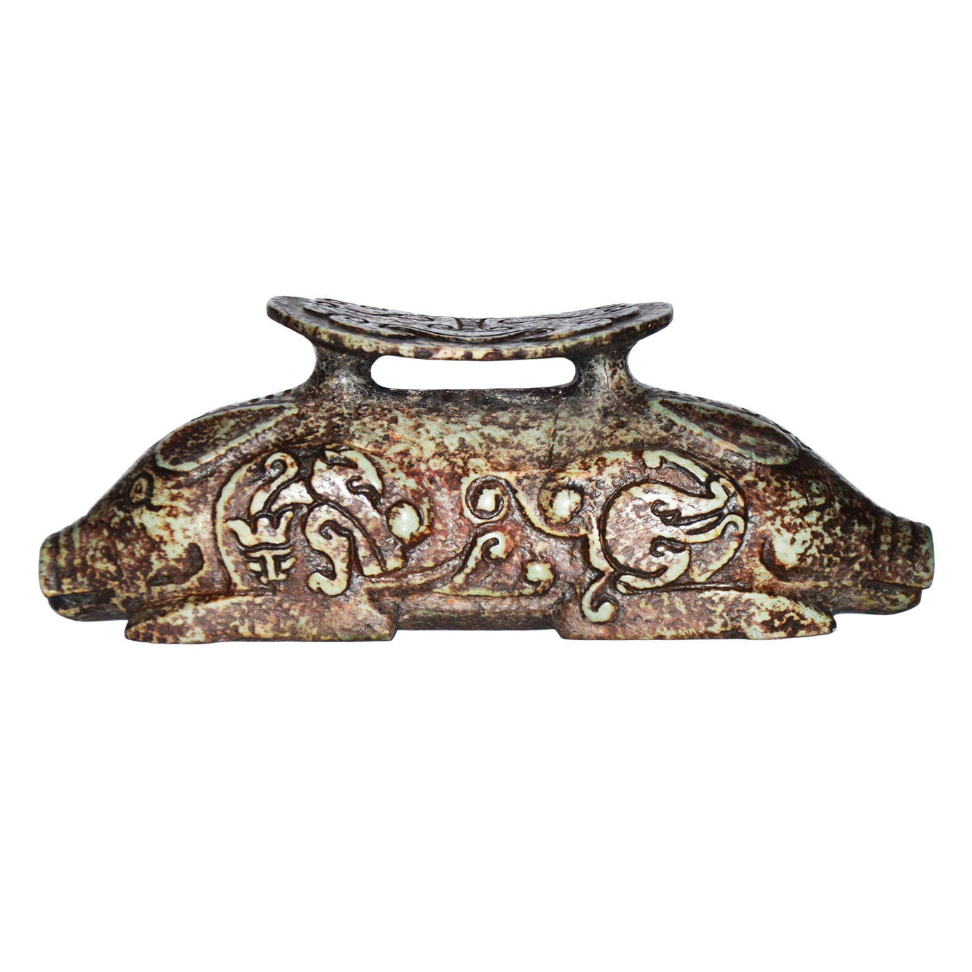 Warring States period Chinese headrest, carved and decorated jade