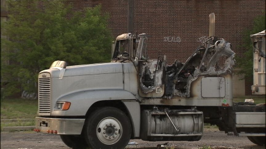 Mike Boeglin's truck after one or more thugs set it on fire to cover up their crime.