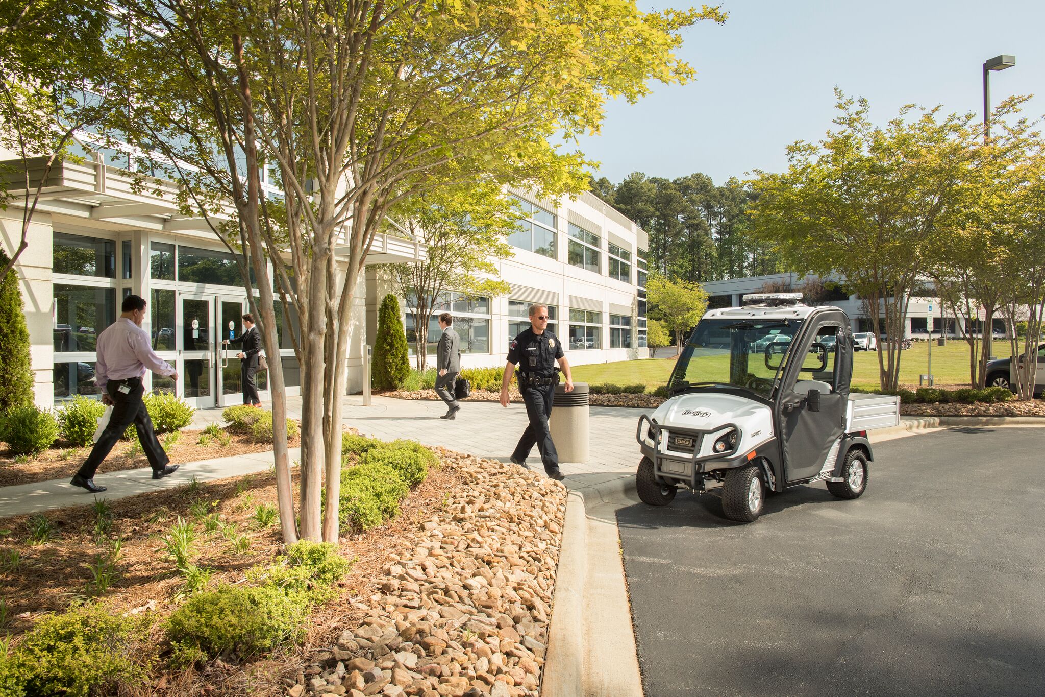The Carryall 300 Security Vehicle is equipped for long security details.