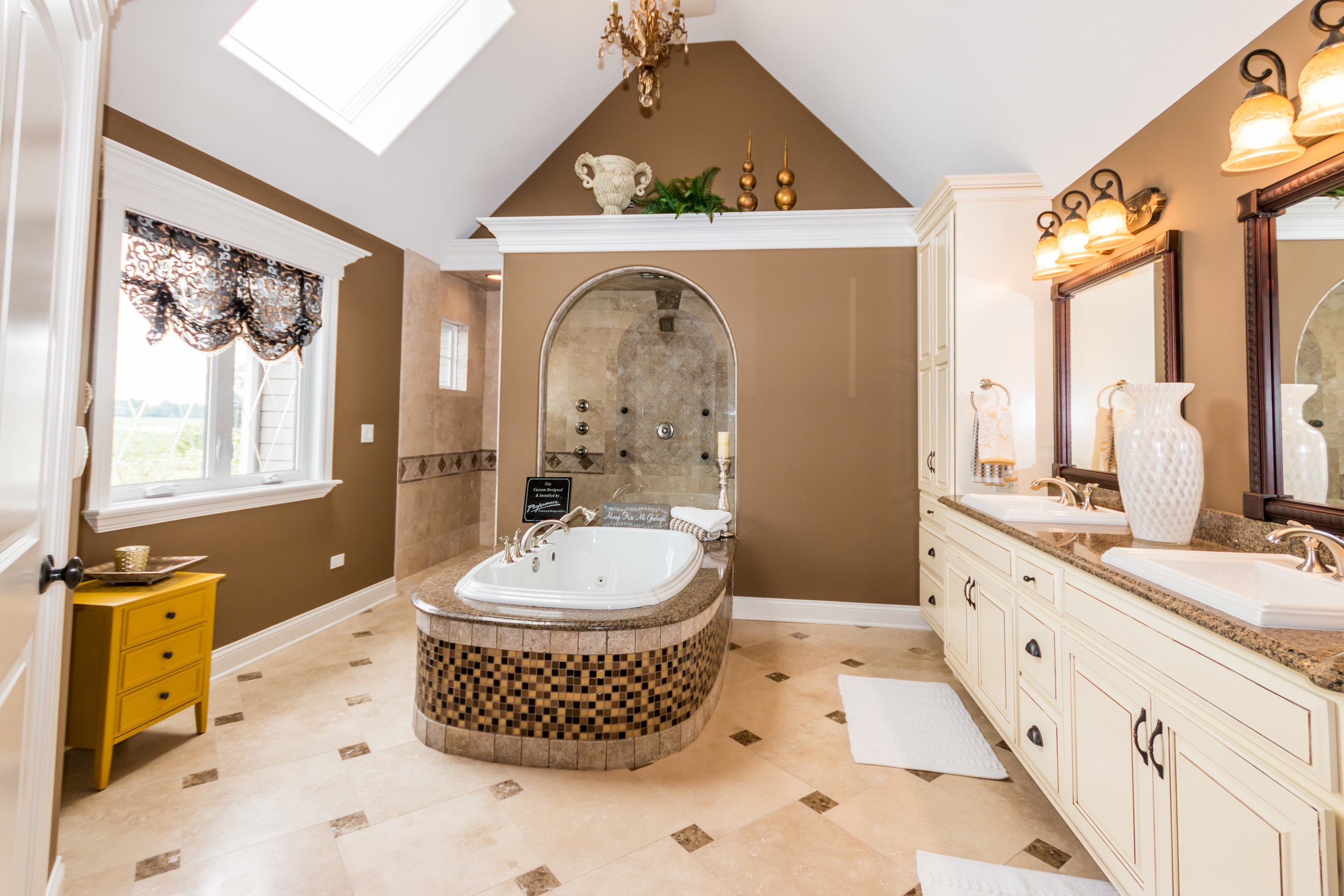 Custom bath with walk-in shower by DJK Custom Homes