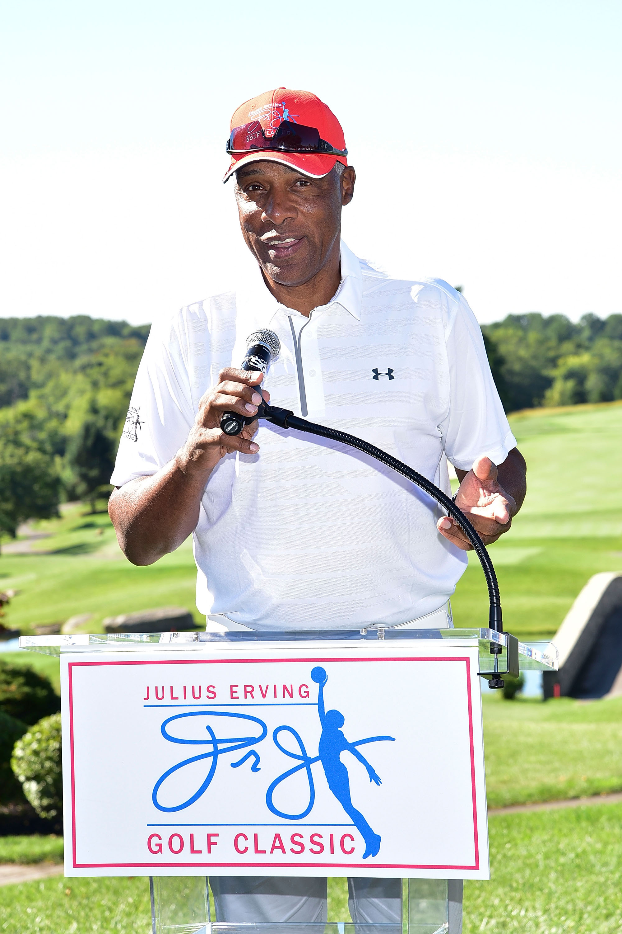 Julius "Dr. J" Erving announces The Erving Closing Ceremony and Awards presented by Delta Air Lines on the 18th Green.