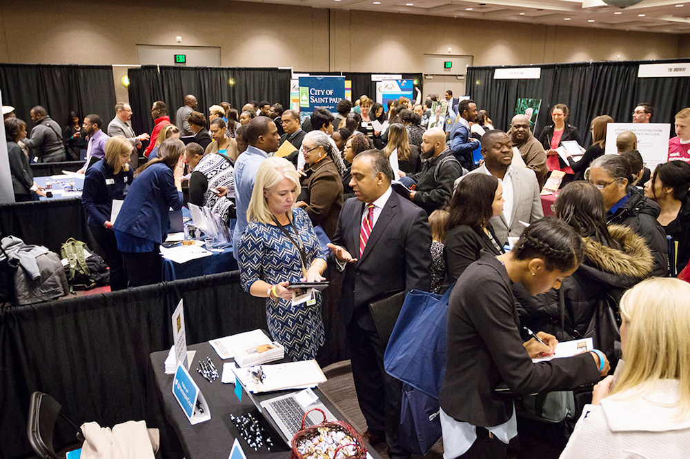 Candidates attend April 2017 People Of Color Career Fair