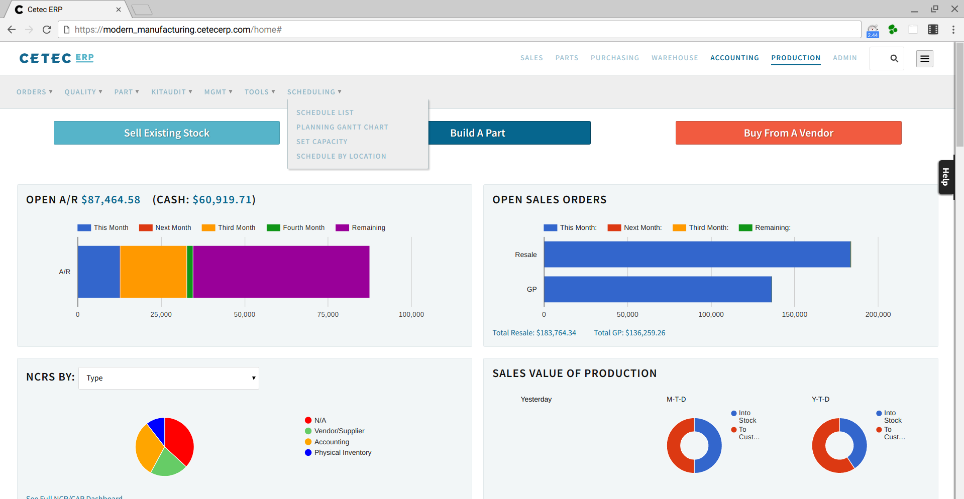 Screenshot of Cetec ERP’s mobile, web-native manufacturing ERP business suite.