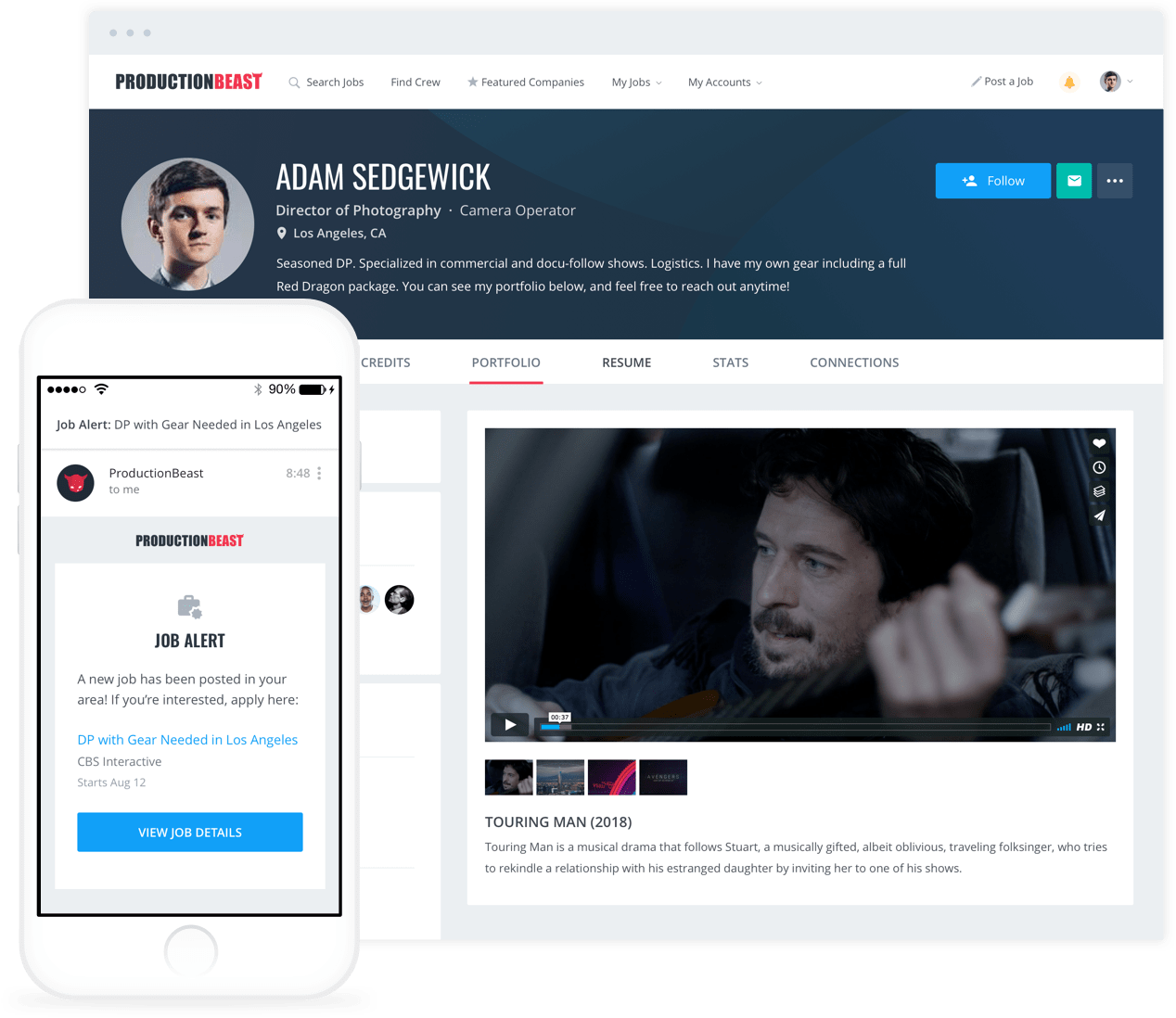 ProductionBeast: Job Alerts Email and Profile Page