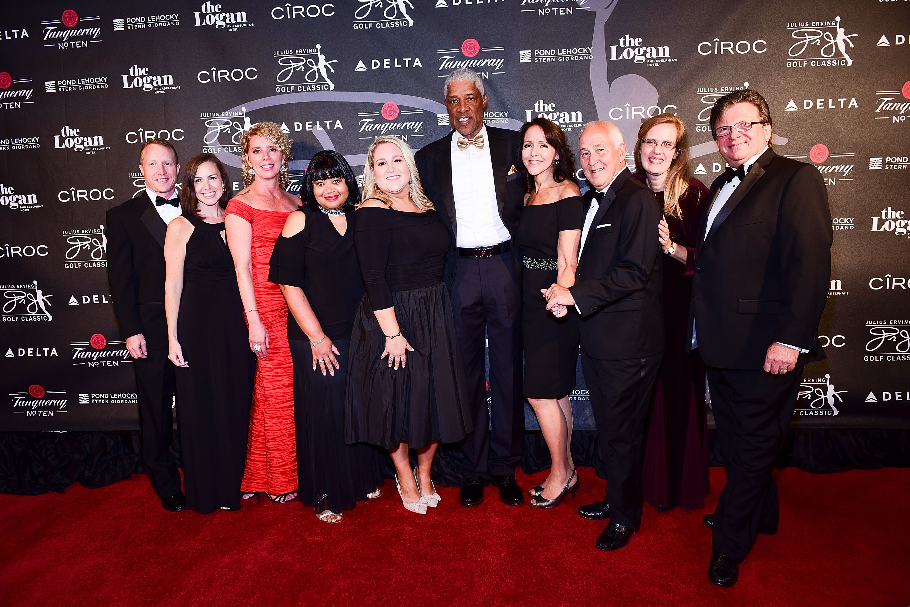 The Delta Air Lines Family walks the Erving Red Carpet with Julius "Dr. J" Erving at The Logan Philadelphia