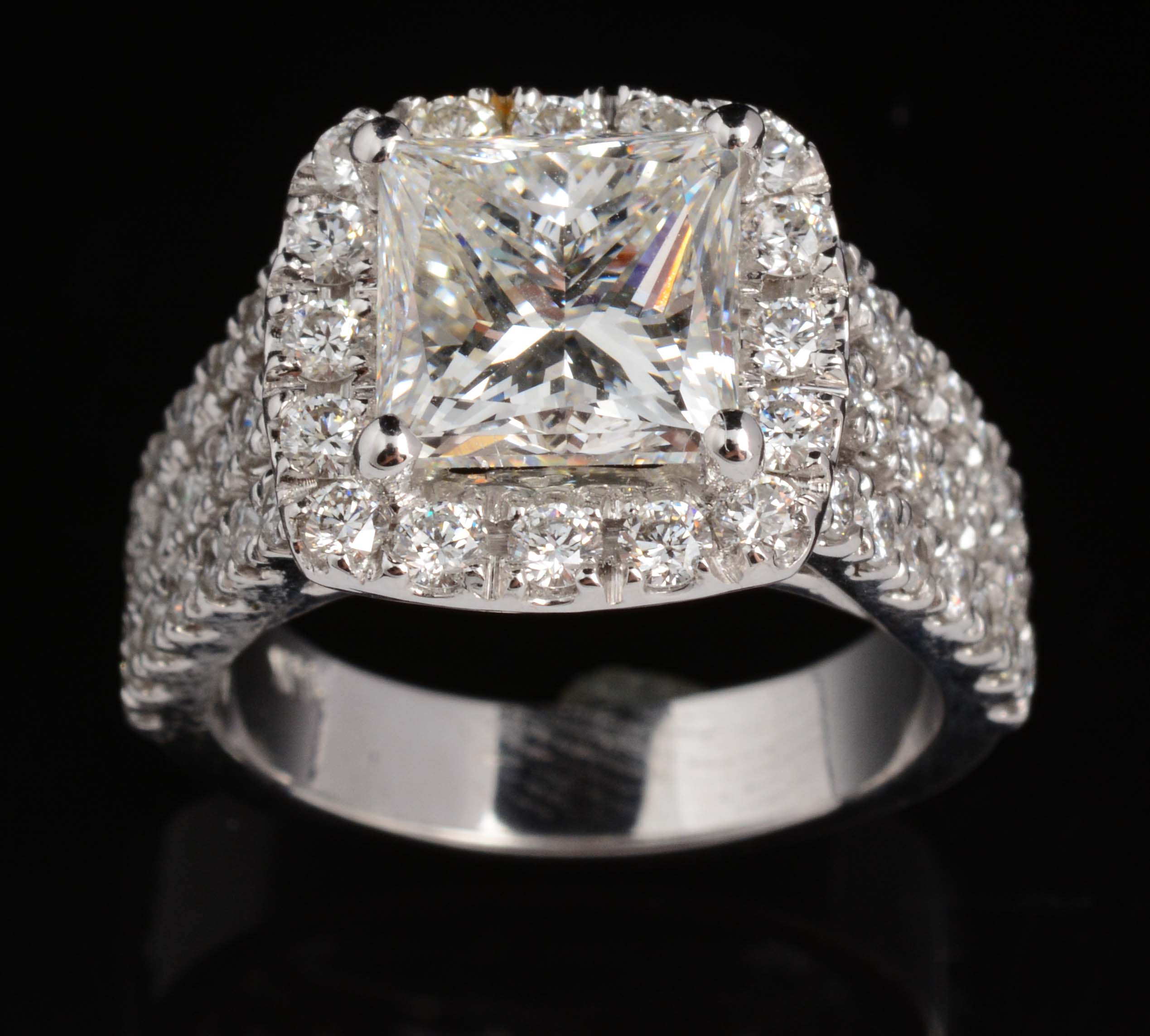 14K White Gold and 3.02 Carat Diamond Ring, estimated at $30,000-50,000.
