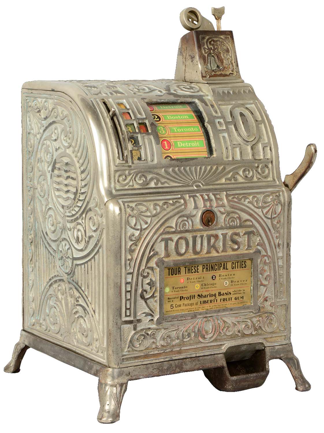 5¢ Caille Bros. "The Tourist" Slot Machine, estimated at $40,000-60,000.