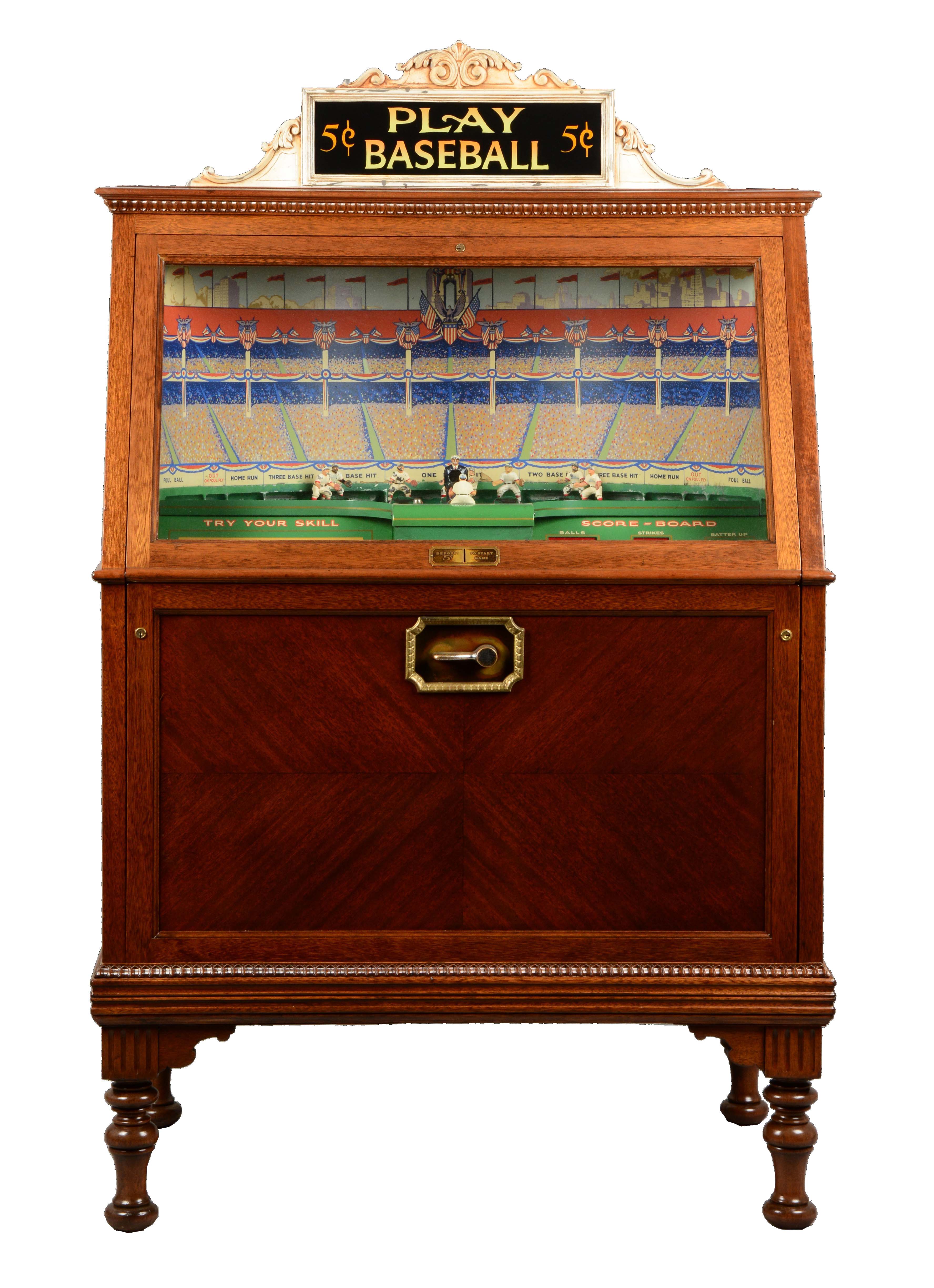 5¢ Amusement Machine Co. All American Baseball Arcade Machine, estimated at $70,000-90,000.