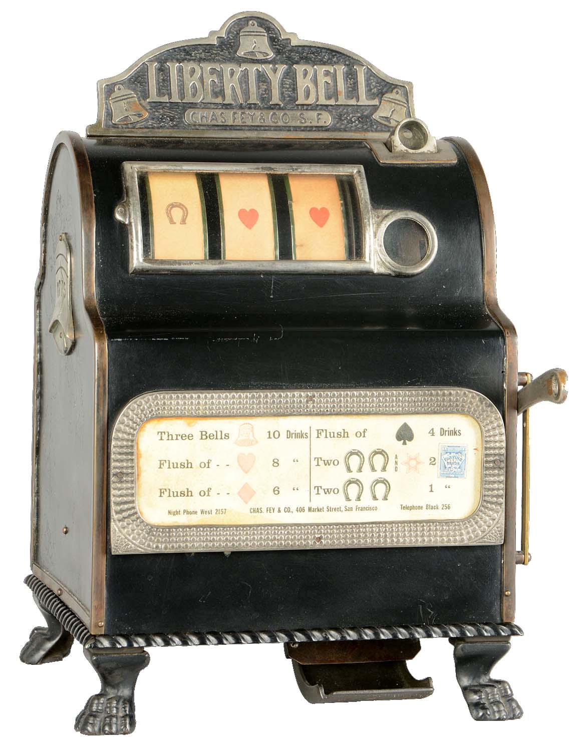 5¢ Charles Fey Liberty Bell Slot Machine, estimated at $150,000-250,000.