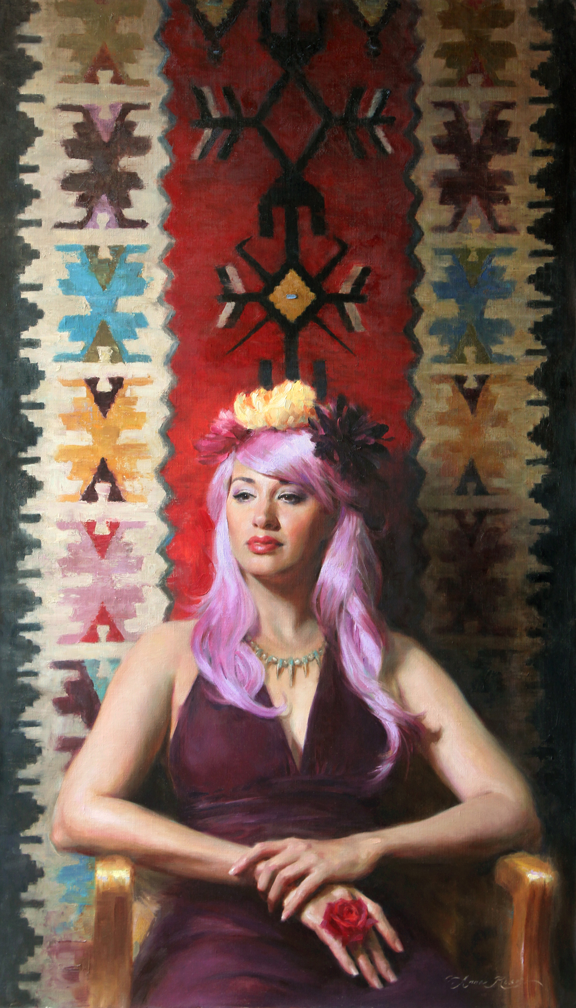 Anna Rose Bain, Native Daughter Modern Woman, oil on linen panel, 42 x 24 inches