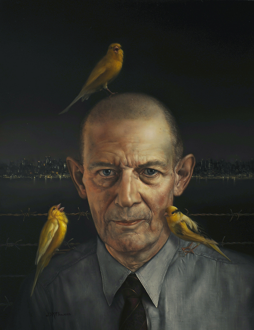 David Bowers, Robert Stroud (The Bird Man From Alcatraz), oil on linen, 18 x 24 inches