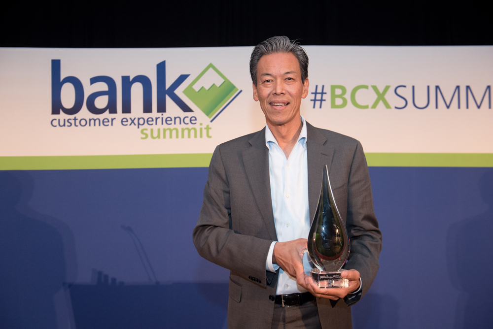 Charles Liu, Chief of Branch Transformation, ATM Innovation, and Market Planning at Bank of America, accepted the award for Best Branch Experience (large bank).