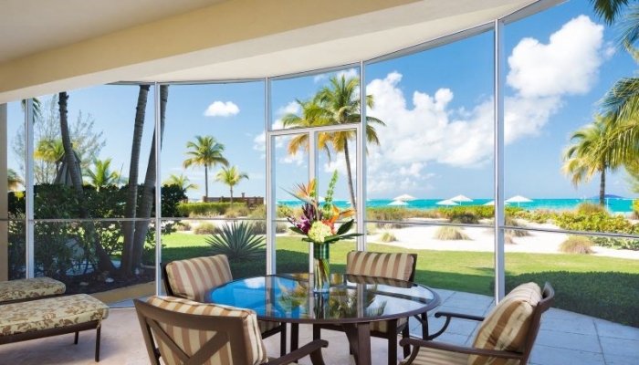 All villas are oceanfront, offering beautiful views of Grace Bay beach.