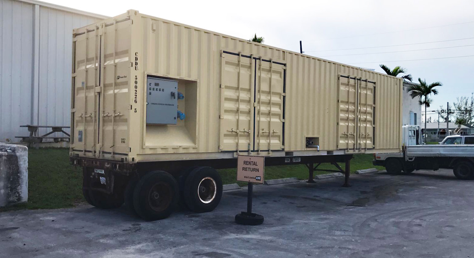 The Fully Containerized Engine Dynamometer packed up and ready to move in the event of inclement weather.