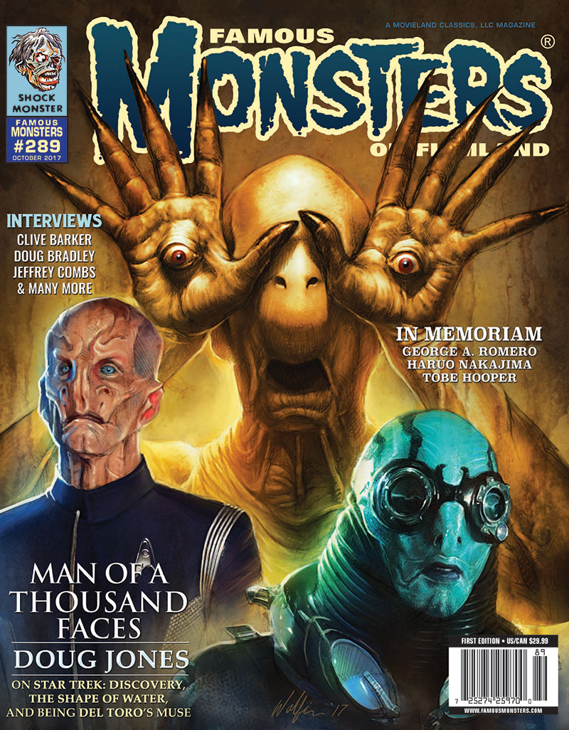 Famous Monsters Issue 289 Newsstand Cover Featuring Doug Jones many faces.