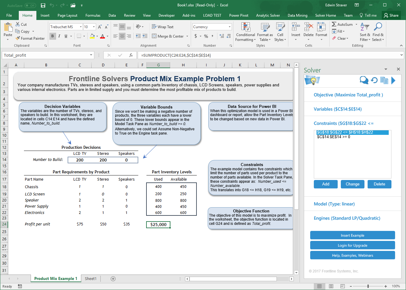 New Solver in Excel 2016