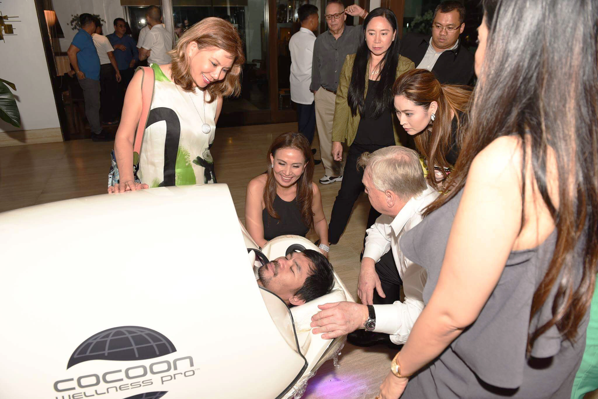 Manny Pacquiao demonstrates fitness programs in the Cocoon Wellness Pro Pod