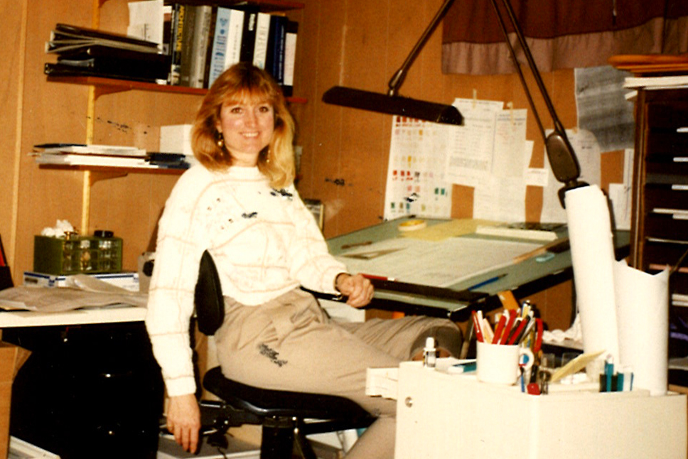 Gail Drury at work in her first home-based studio.
