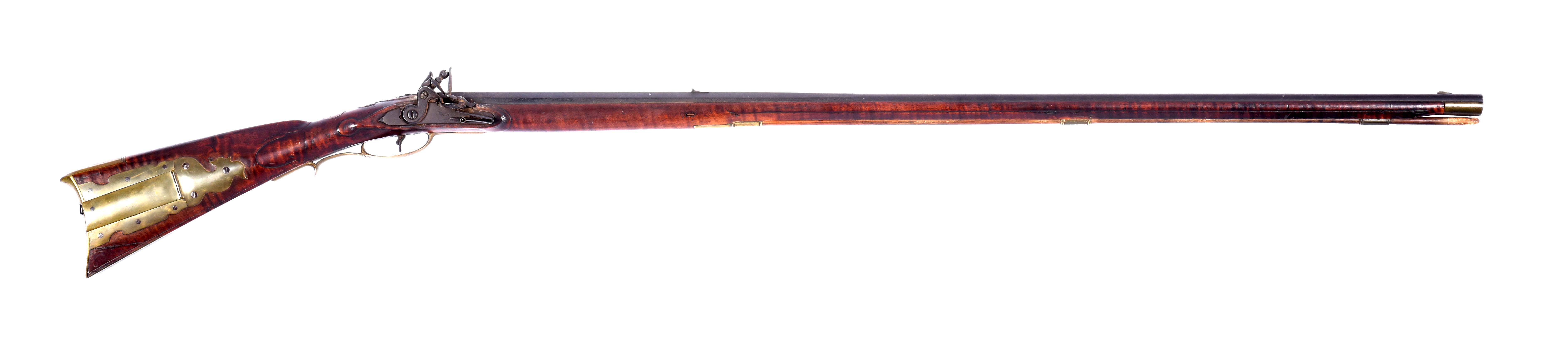 Fine Relief Carved Flintlock Kentucky Rifle Signed C. Beck, estimated at $30,000-50,000.
